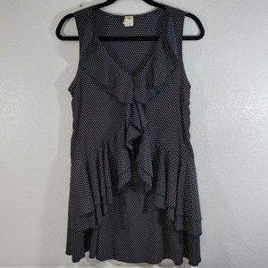 Needle & Thread Anthropologie Navy Blue Triangle Pattern Ruffle Dress Small Flaw